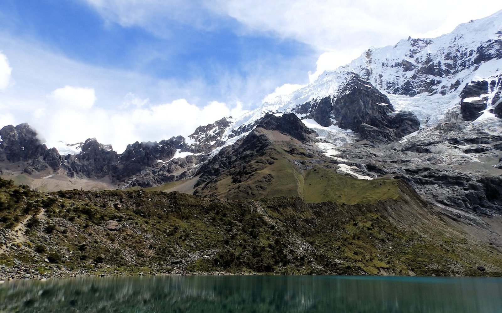 lagoon, lake, mountains